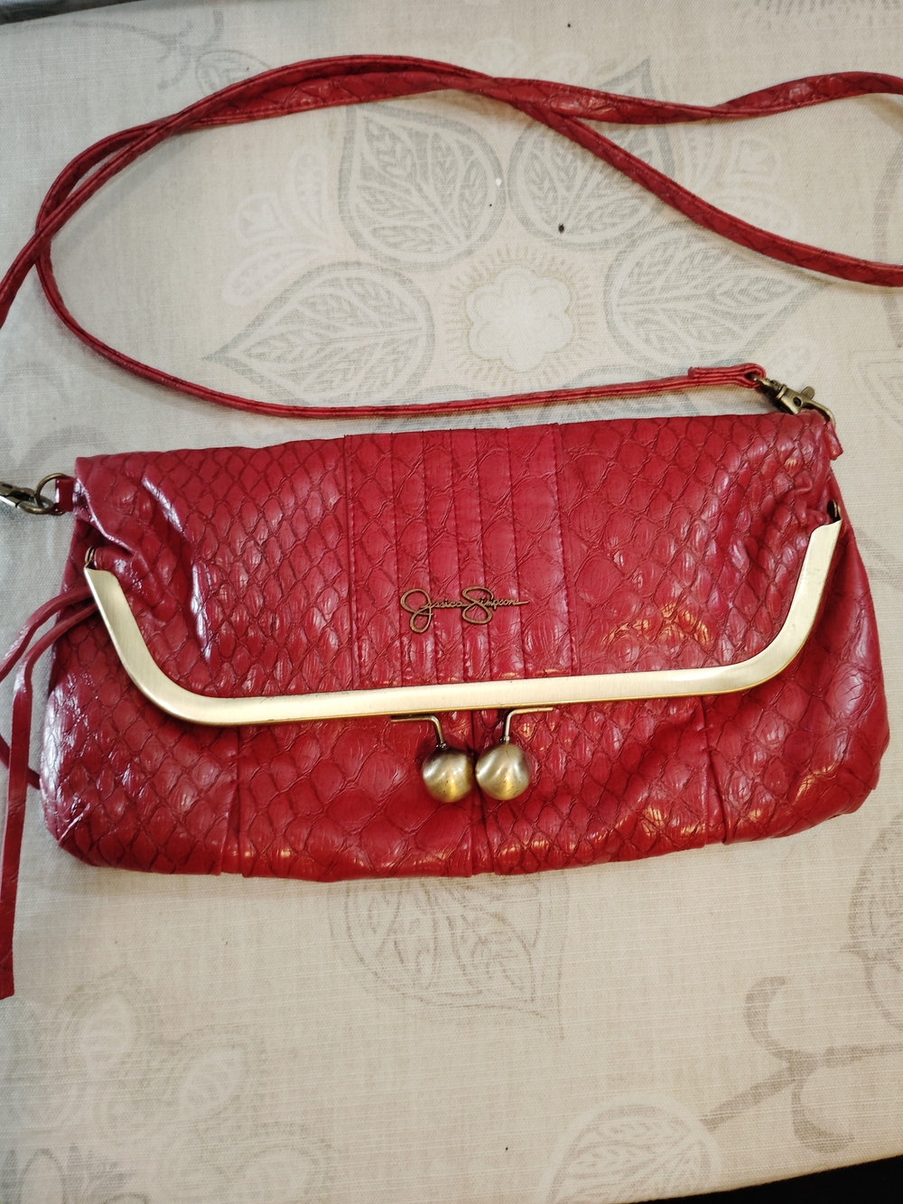 Red Crossbody Clutch with Gold Accents - Jessica Simpson